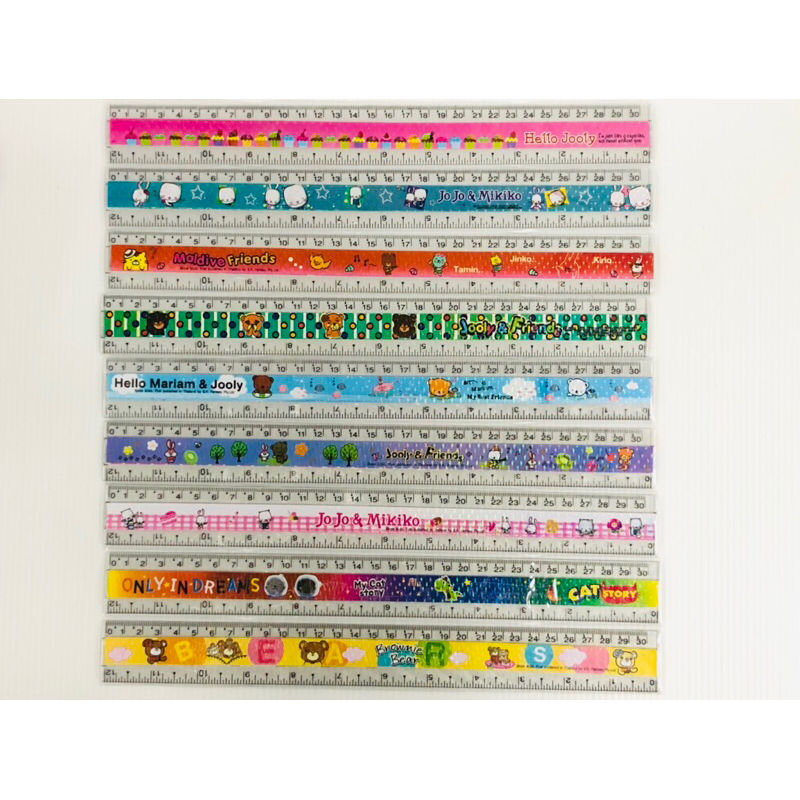 ไม้บรรทัดลายครึ่ง30ซม. ลายการ์ตูนมีสูตรคูณ 1กุรุส(144อัน)