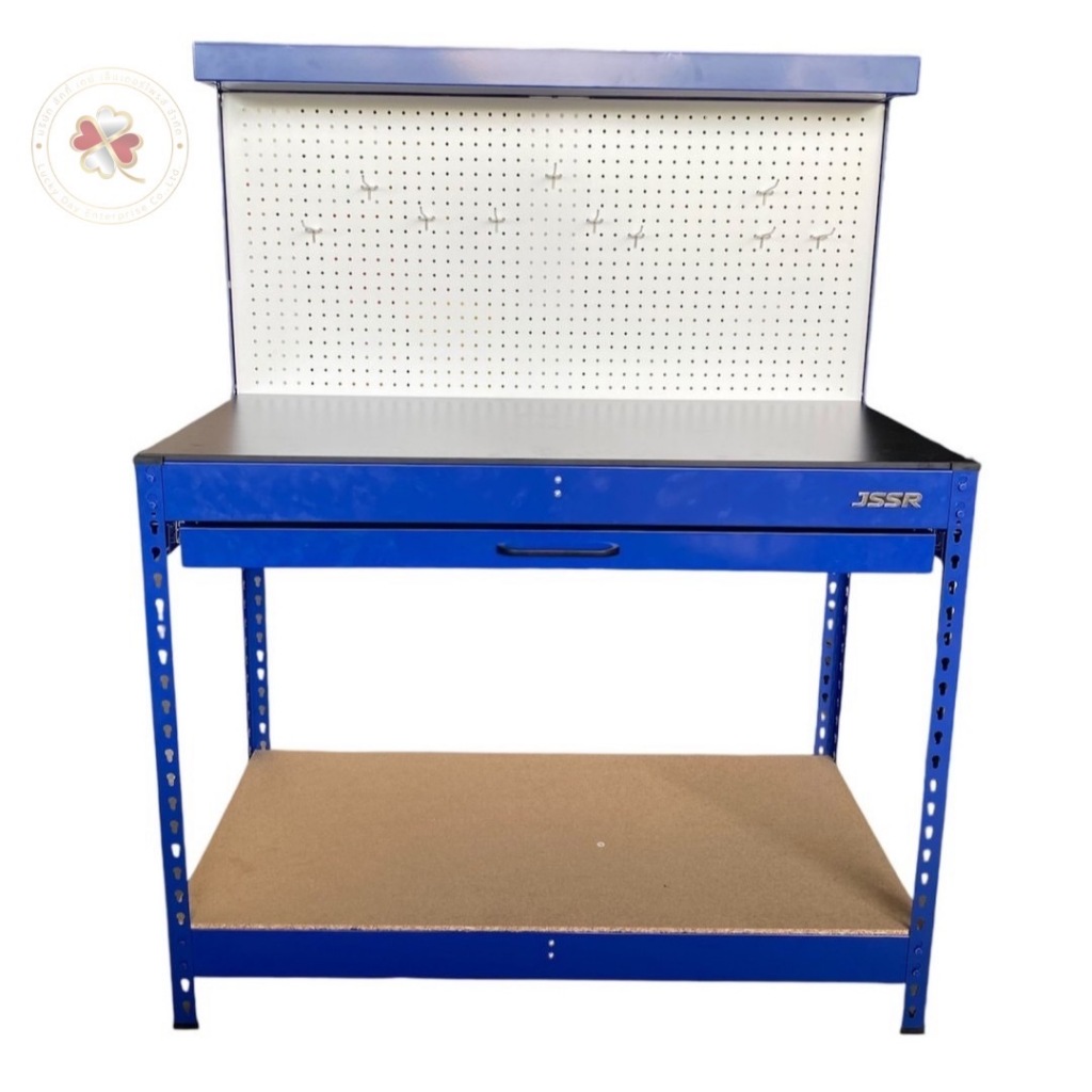 โต๊ะทำงานช่าง แบบมีลิ้นชักและแผงแขวนเครื่องมือ 56x116x150 สีน้ำเงิน