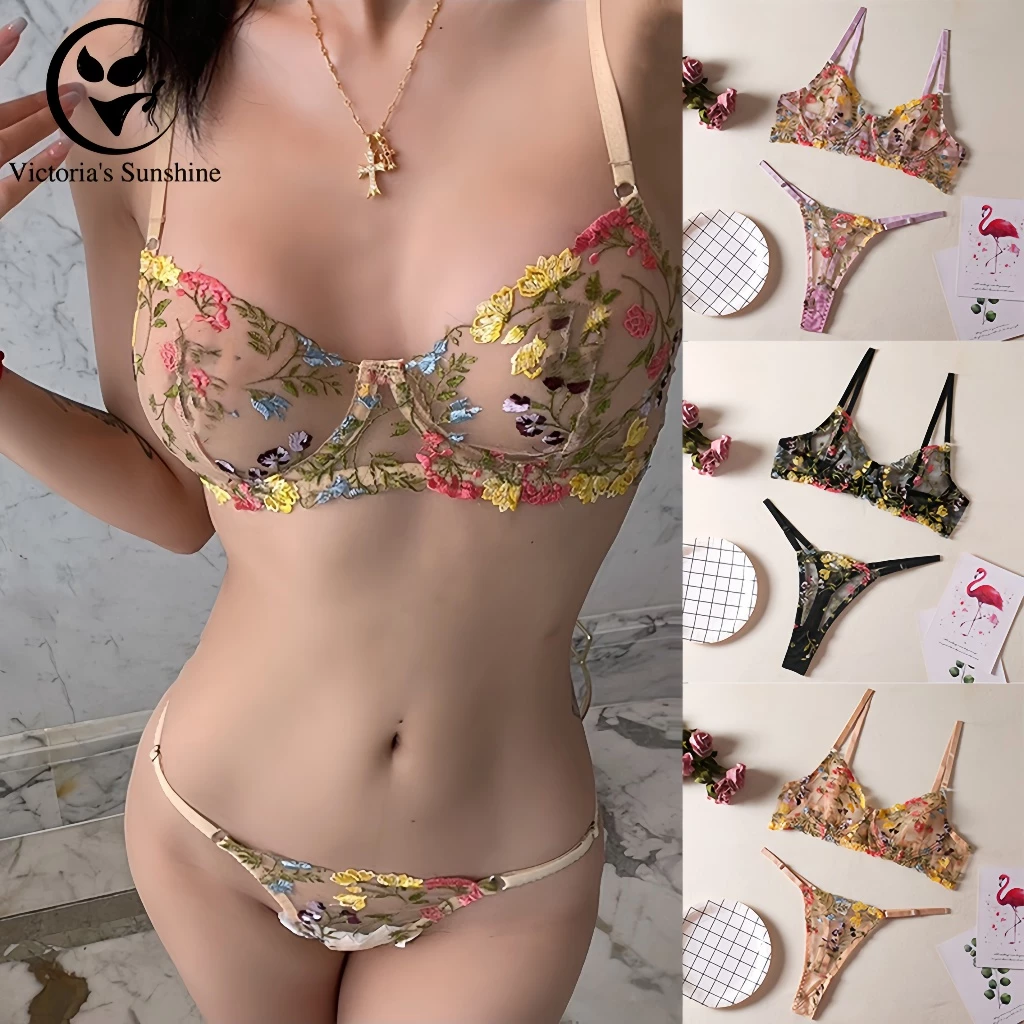 😍ชุดว่ายน้ำบิกินี่😍ทูพีช bikini Floral สไตล์เซ็กซี่ ลูกไม้ผ้าตาข่ายซีทรู ส่งไวจากไทย