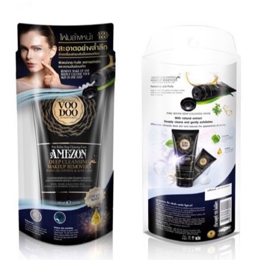 โฟมนม VooDoo สีดำ สีขาว Amezon Facial foam black โฟมล้างหน้าวูดู 100g