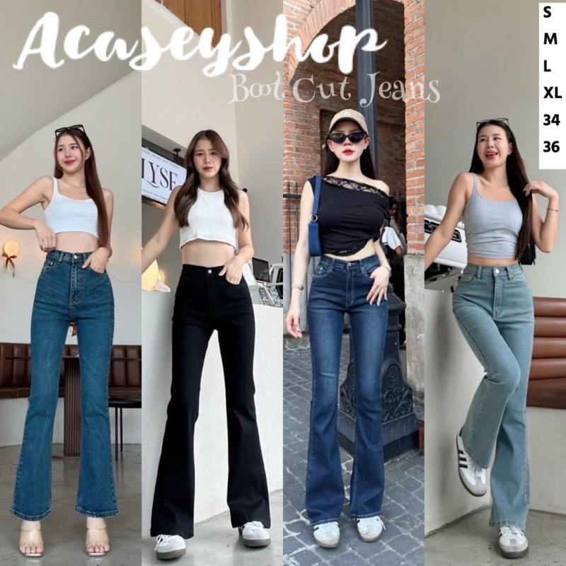 Acasey กางเกงยีนส์ผู้หญิง ขาม้า ผ้านิ่ม ผ้ายืด Desa Jeans ผ้าลีวายยืด ไซส์ S - 3XL