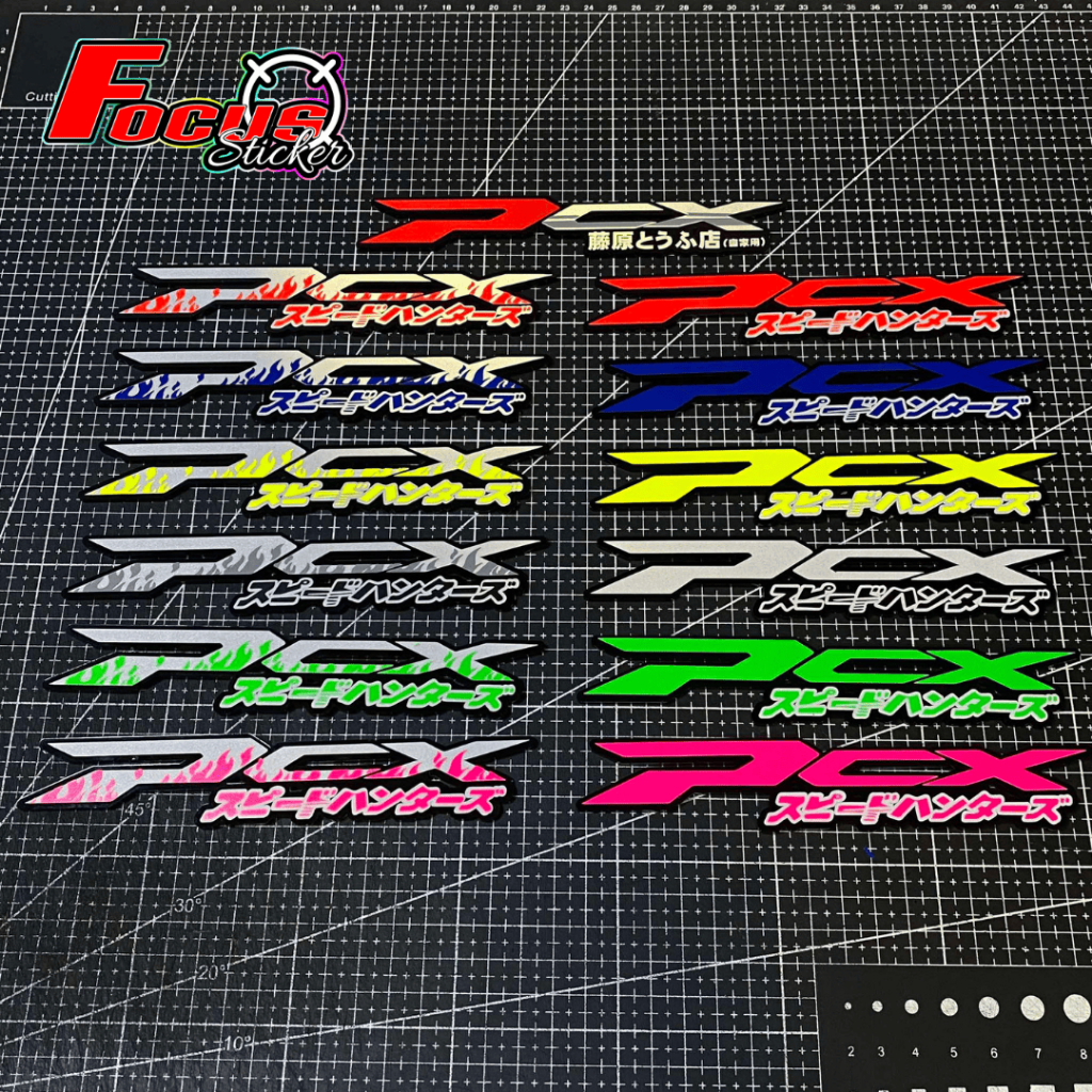 [สั่ง1=ได้1คู่] สติกเกอร์โลโก้ PCX นักล่าความเร็ว ญี่ปุ่น ตัวนูน สีเรืองแสงสะท้อนแสง สำหรับpcx2020หรือเก่ากว่า