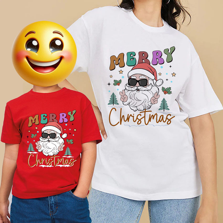 ผลิตในไทย พร้อมส่ง เสื้อเมอรี่คริสมาส merry chirtmas ผ้าคอนตอล อย่างดี