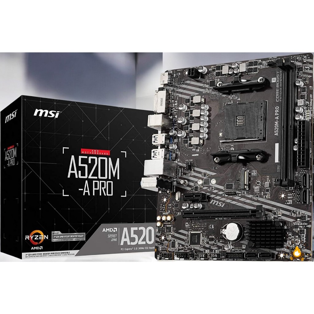 MSI motherboard A520M-A PRO "Ryzen 5000 ser. (AM4) compatible" Micro ATX [AMD A520 included] MB5136