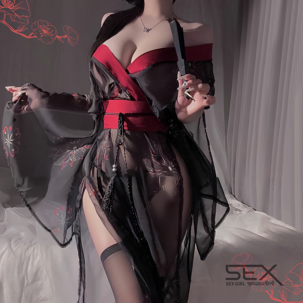 Sexy Girl เซ็ตชุดนอนสุดเซ็กซี่ ชุดคอสเพลย์ฮันฟู วัสดุลูกไม้โปร่งใส จัดส่งภายใน 1-3 วัน H9537