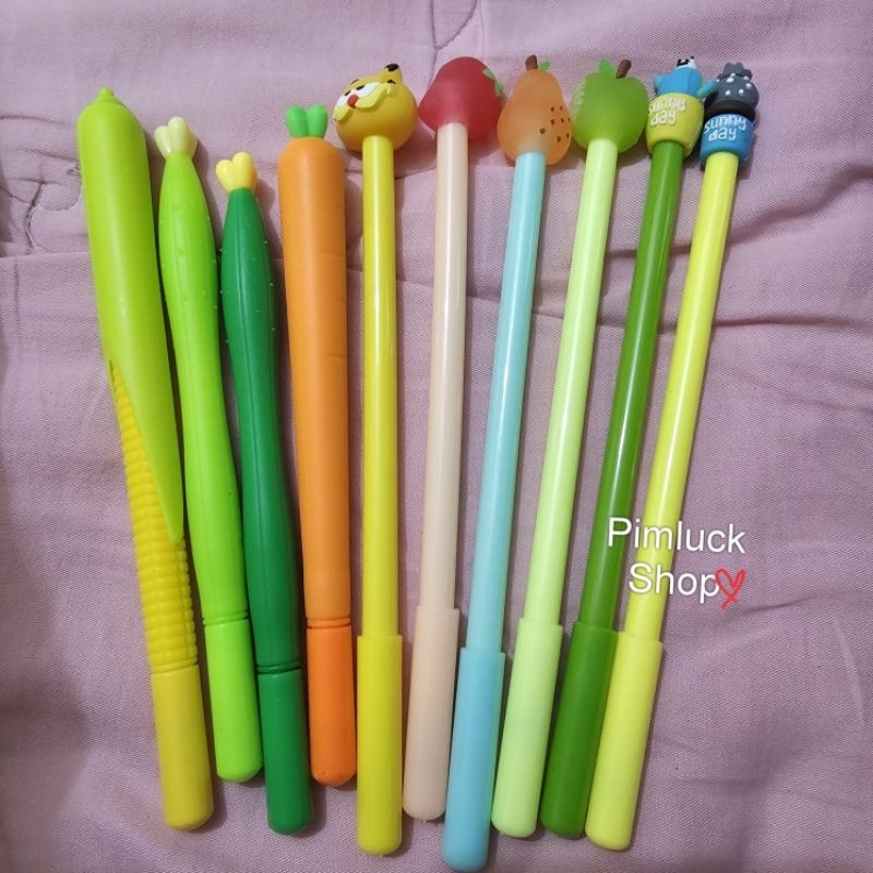 พร้อมส่ง ปากกาแครอท แตงโม ผลไม้ หมึกเจลสีดำ ปากกาเจล ปากกาสีดำ pimluck - รูปที่ 7