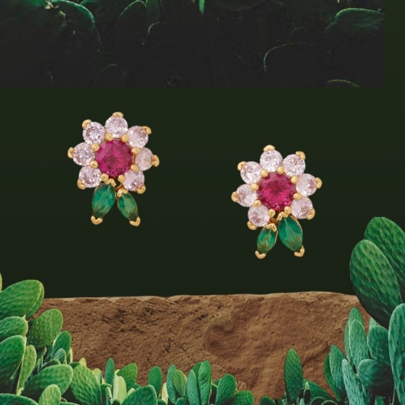 เครื่องประดับ สร้อยคอ ต่างหู ดอกไม้ New bloom flower Gold Earrings