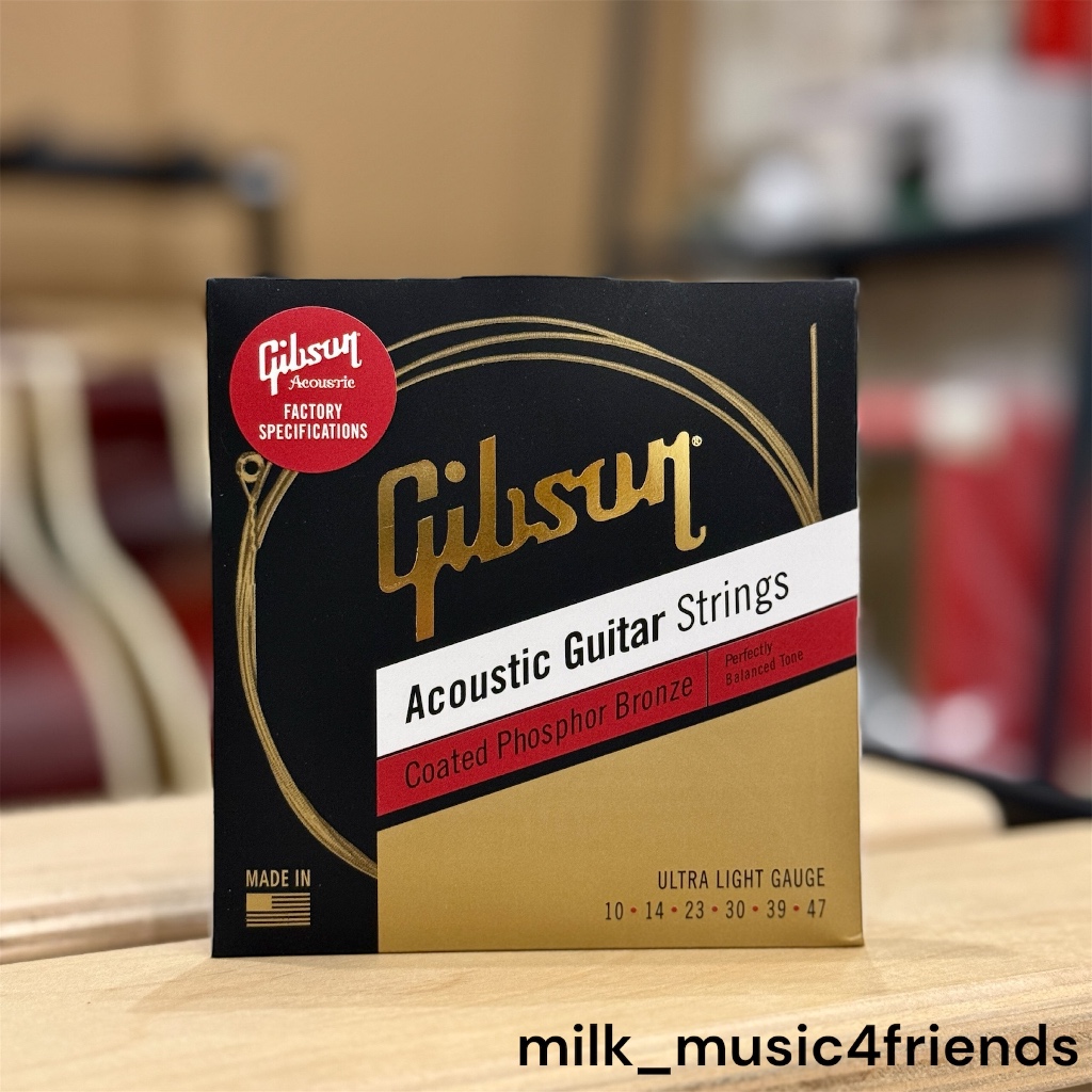สายกีต้าร์โปร่ง-กีต้าร์ไฟฟ้า Gibson สายเคลือบกันสนิม สายนุ่มนิ้ว มีความยืดหยุ่น