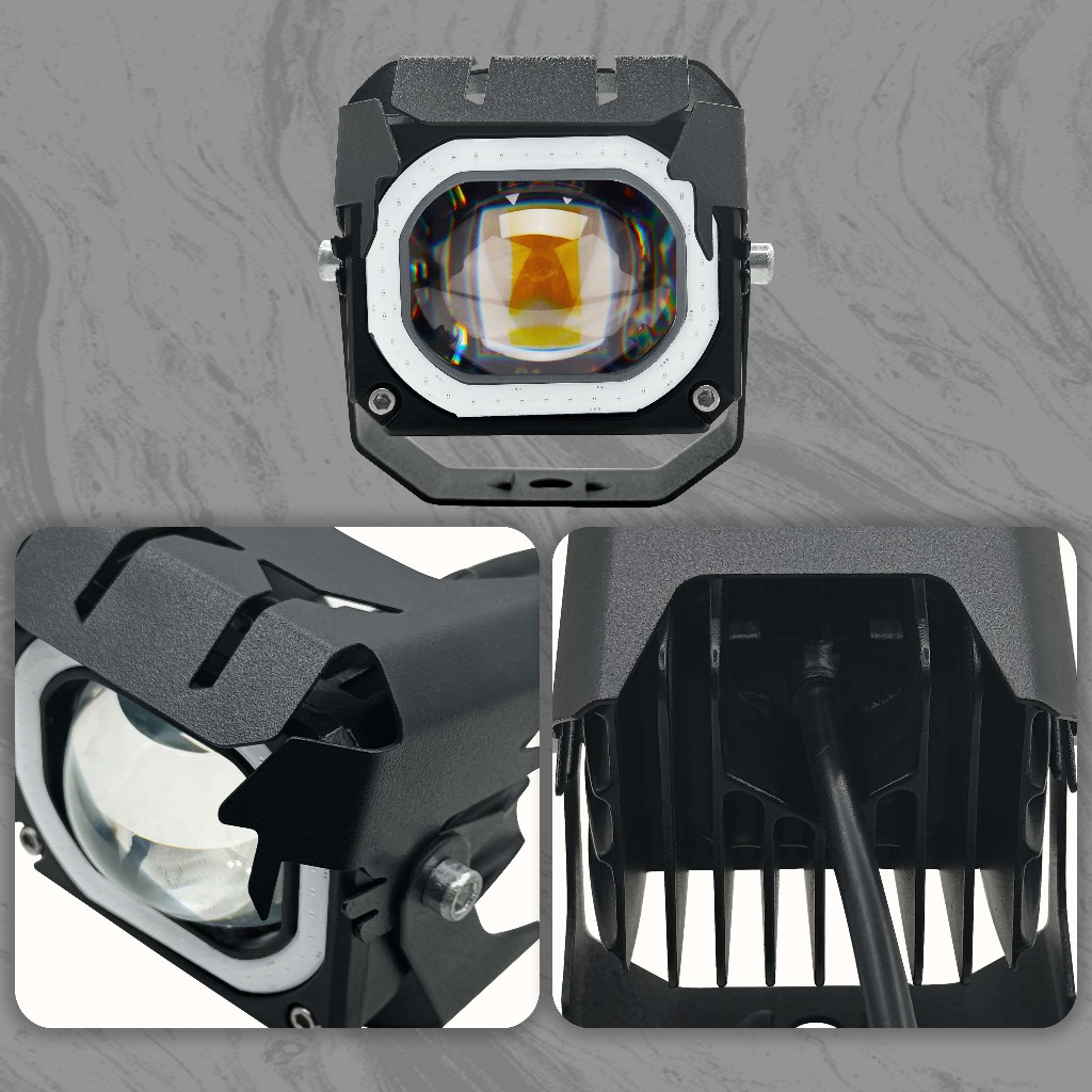 ไฟขับรถขนาดเล็ก 2 ชิ้น อัพเกรด V7 Pro ชุดที่ 2 ไฟสูง/ต่ำ LED สีขาว/เหลืองและน้ำเงิน - รูปที่ 3