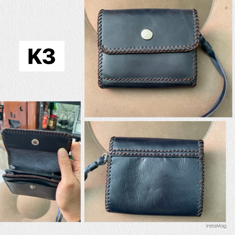 กระเป๋า Handmade หนังวัวแท้ หนังวัวแท้ นาด 4x3.3" 5 ช่องการใช้งาน 2 ช่องบัตร มีสายคล้องมือ