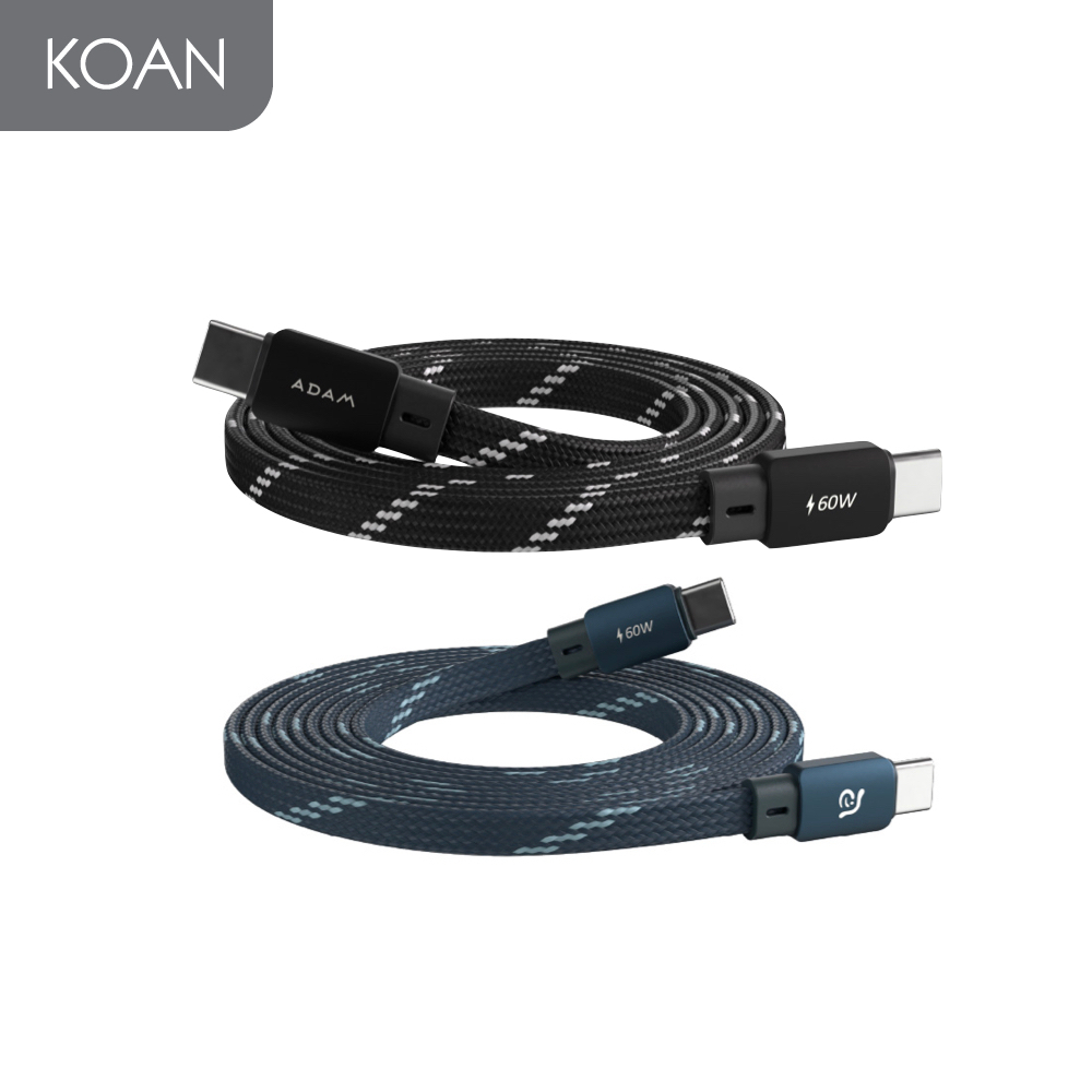 สายชาร์ท ADAM elements Casa C to C Magnetic Flat สายแบน Cable 60W 1M / 2M - Black / Blue รองรับเอาต์พุตการชาร์จสูงสุด 60