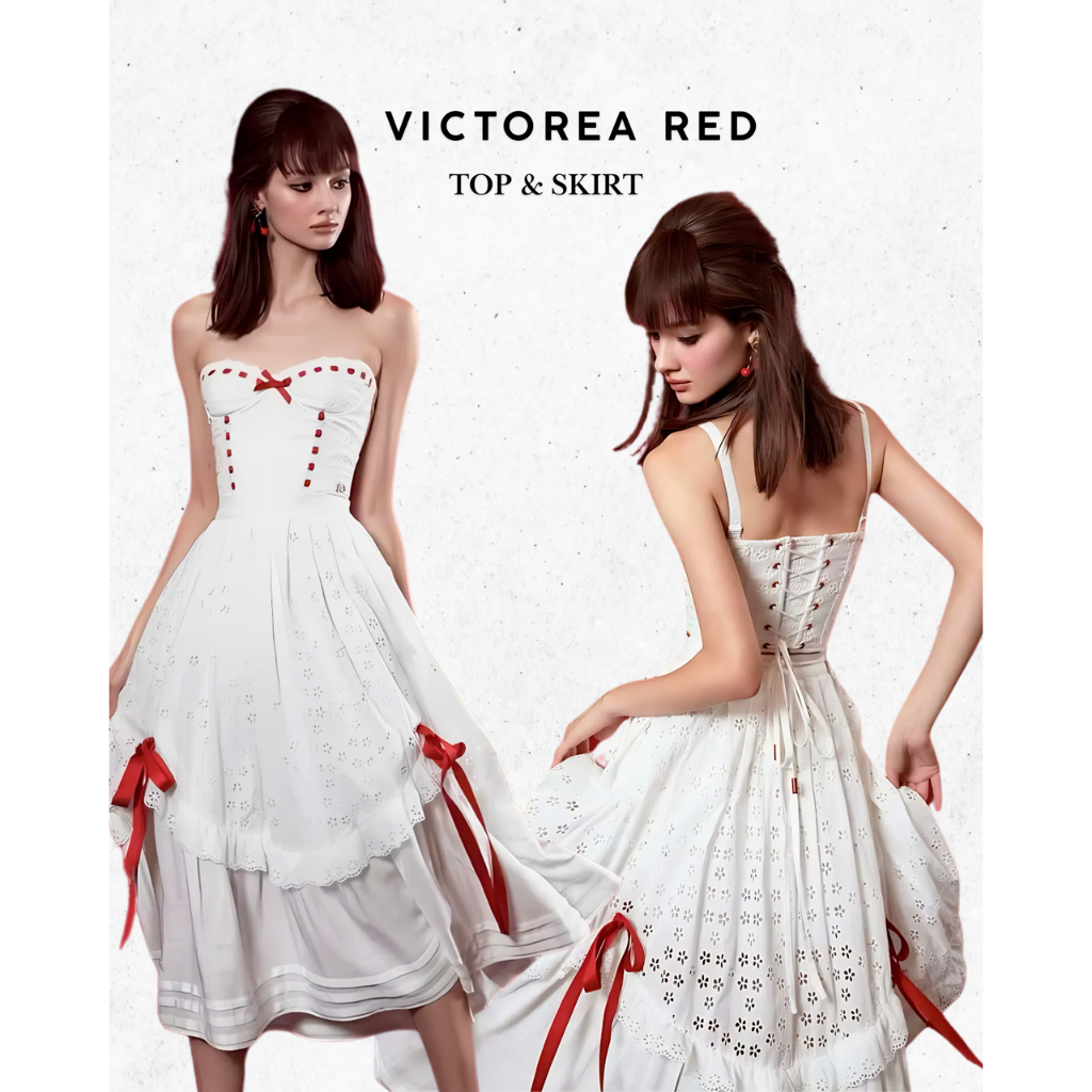 พร้อมส่งกระโปรง IRIS BOUTIQUE X LACE MADE IS1709-IK1709 Victorea red เสื้อผ้าแฟชั่นผู้หญิง กระโปรง เกาะอก