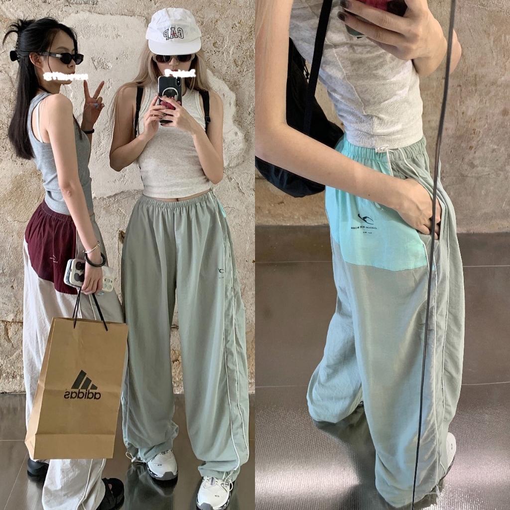 กางเกงลำลอง กางเกงขายาวผู้หญิง เอวยางยืด ทรงหลวม สาวอวบใส่ได้ ผ้าใหม่ใส่สบาย #1501130