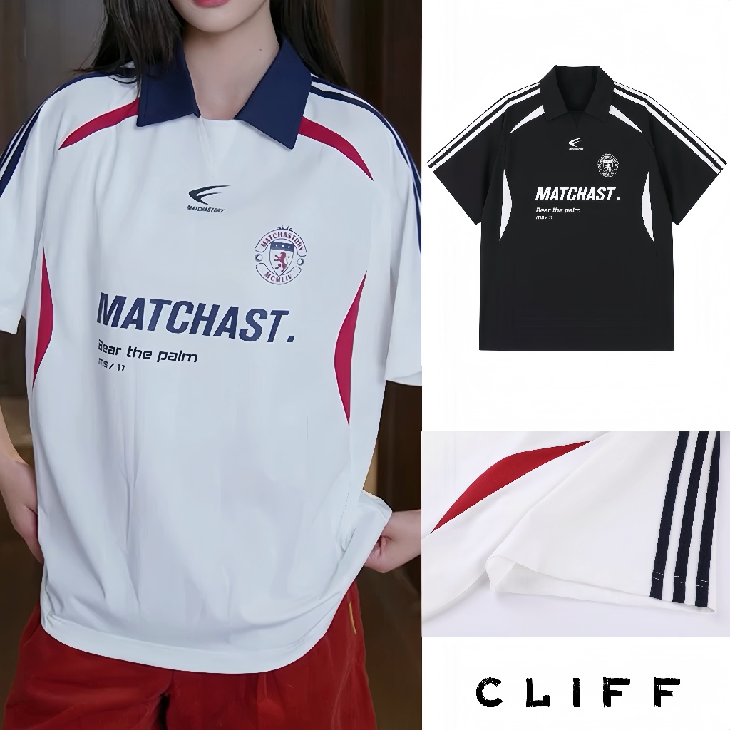 CLIFF สไตล์อเมริกัน เสื้อยืดผู้ชาย แขนสั้นฤดูร้อน การเลือก ชุดแข่งรถ ไบนารี แฟชั่นสบาย ๆ