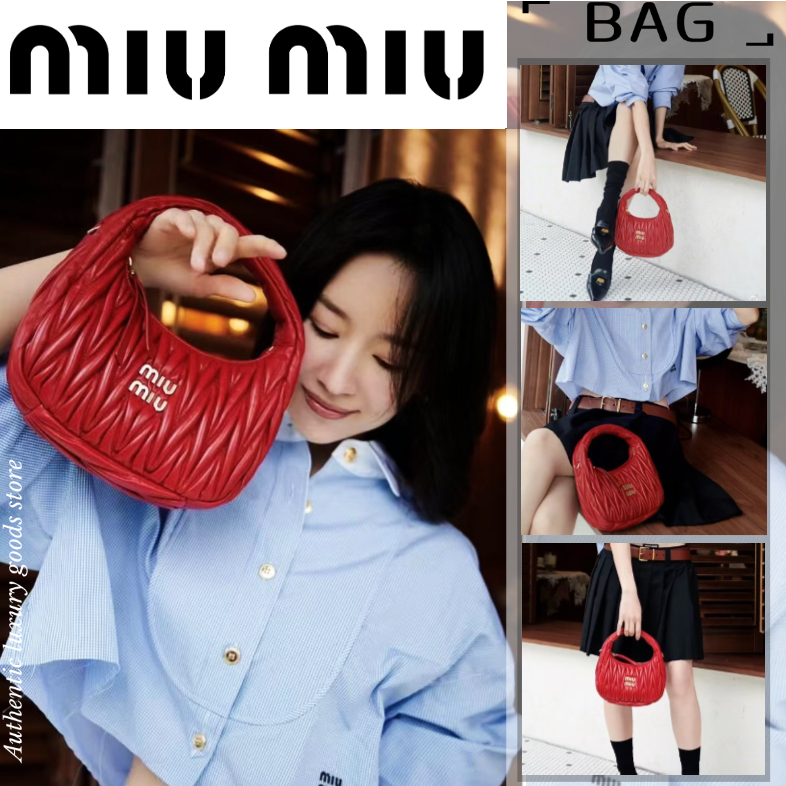 มิว มิว Miu Miu Wander matelassé nappa leather hobo bag กระเป๋าสะพาย/กระเป๋าถือหนังแกะ