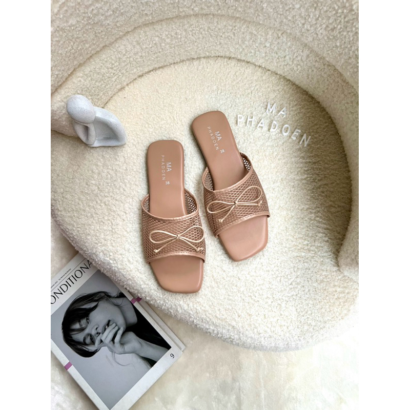 🎀Afashion🎀รองเท้าแตะผ้าตาข่ายผูกโบว์ น่ารักมากค่ะ นิ่มมากๆ 36-45 พร้อมส่งนะคะ
