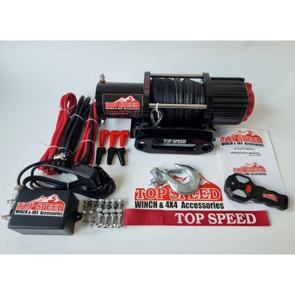 รอกไฟฟ้าสำหรับรถ UTV และ ATV ยี่ห้อ TOPSPEED Electric Winch 4500 LBS 12v (แรงดึง 2045 กิโลกรัม)