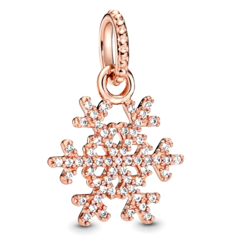 (ของแท้ พร้อมส่ง) Pandora Rose Sparkling Snowflake Dangle แพนโดร่าติ้งสโนว์เฟลคโรสโกลด์ ของแท้ มือหนึ่งทุกชิ้น