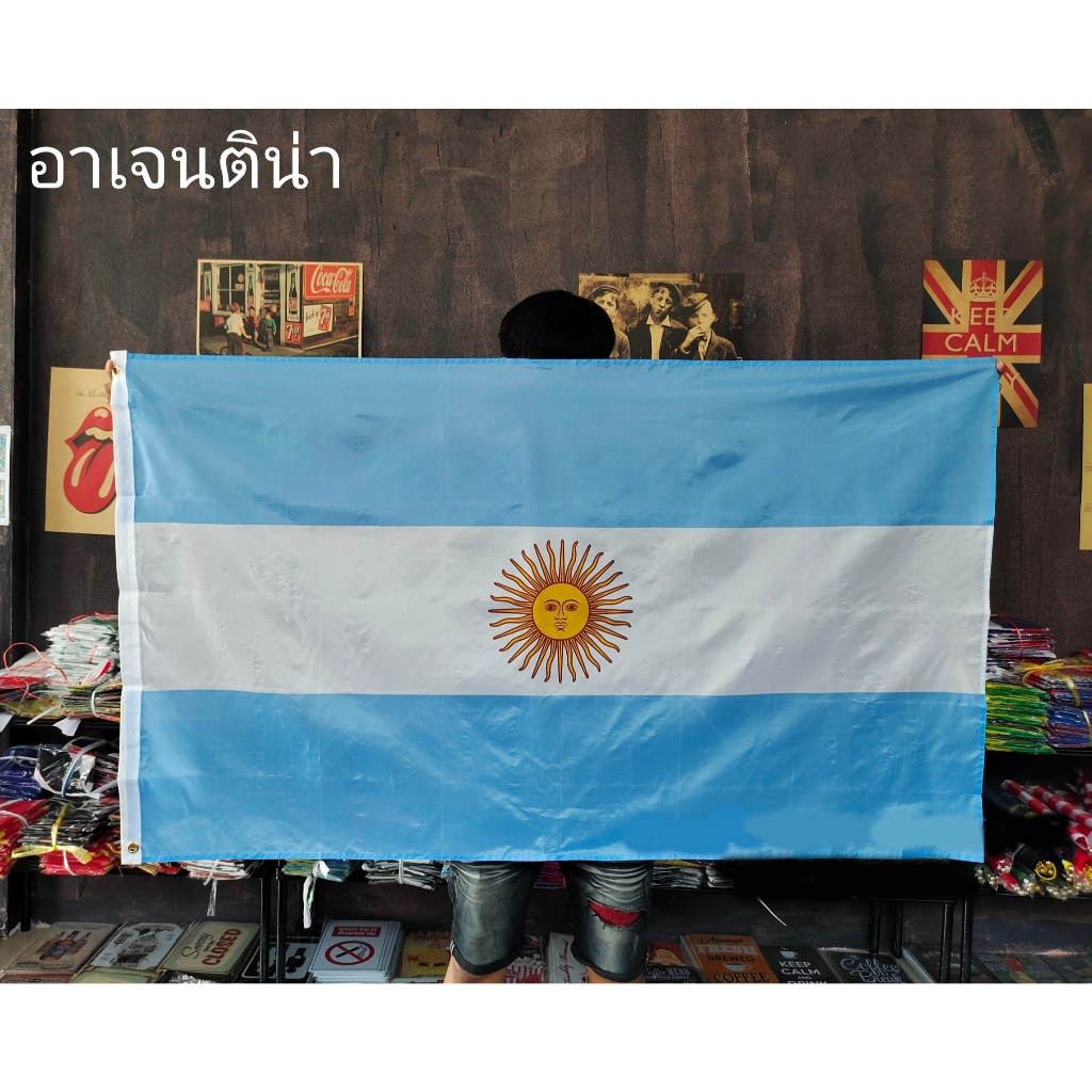 ใบกำกับภาษี โปรส่งฟรี> ธงชาติ อาร์เจนติน่า  Argentina Flag 4 Size พร้อมส่งร้านคนไทย