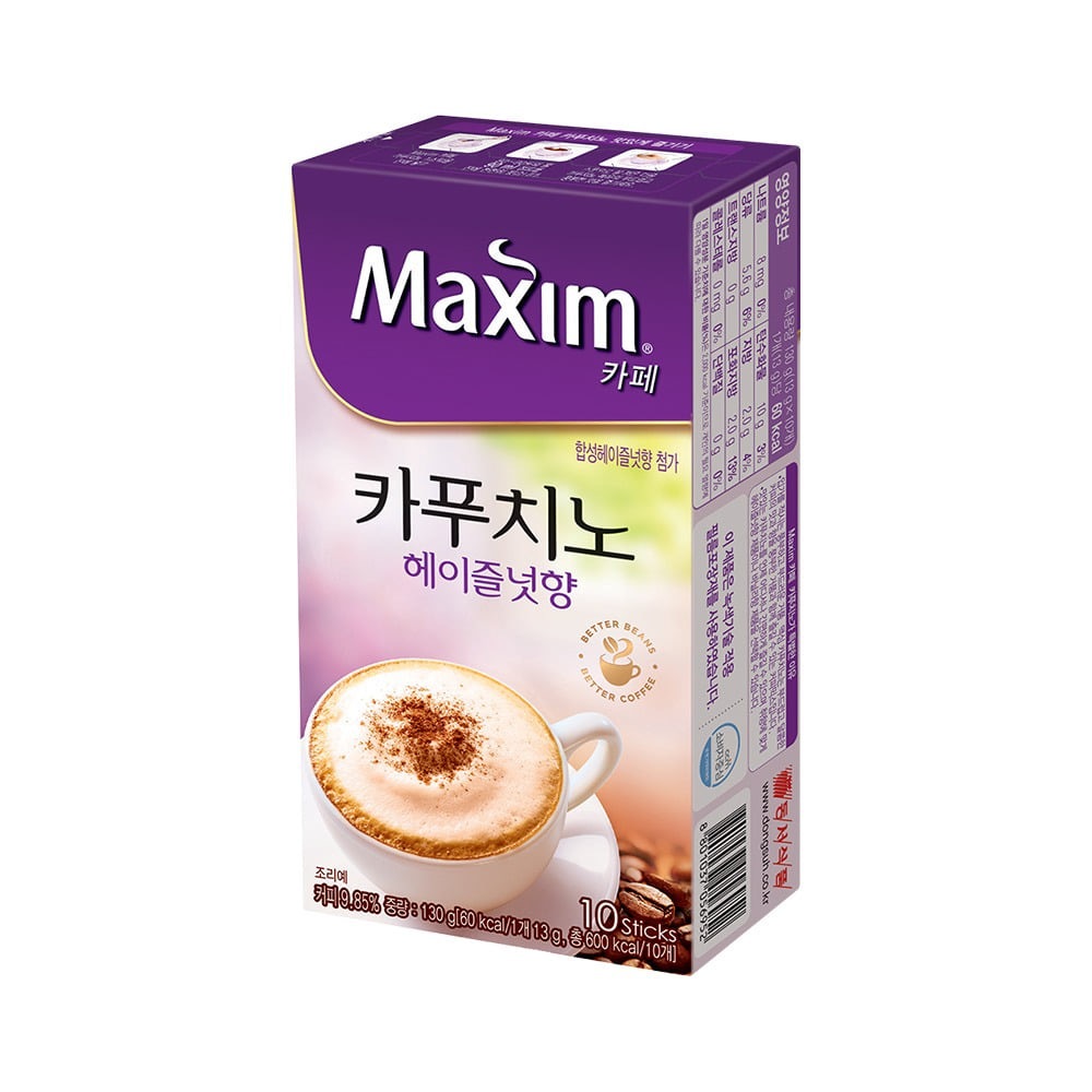 [ของแท้] 맥심카푸치노헤이즐넛향 Maxim Cappuccino Hazelnut (คาปูชิโน่เฮเซลนัท 10 ซอง) 130g