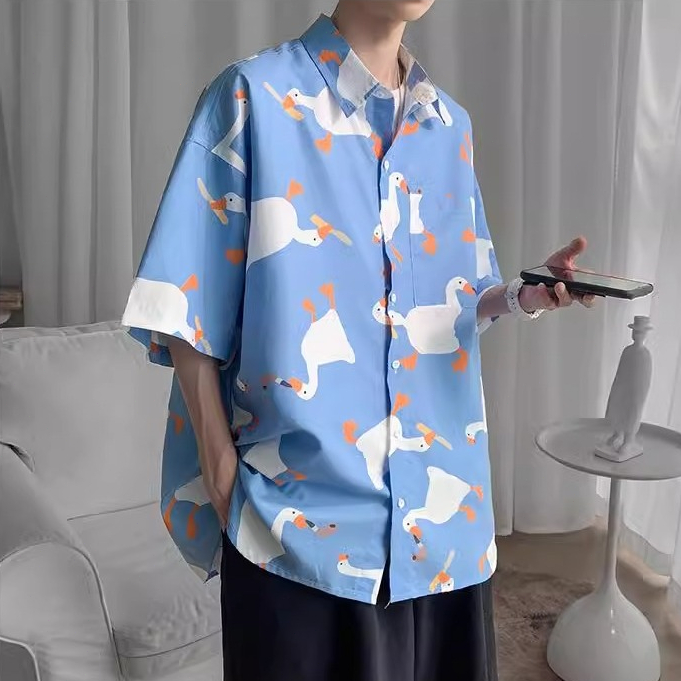 👕NEW👕เสื้อเชิ้ตผู้ชาย แขนสั้น ทรงหลวม ผ้านุ่มไม่เปลี่ยนรูปทรง นักศึกษา เสื้อลายใหม่ล่าสุด - รูปที่ 2