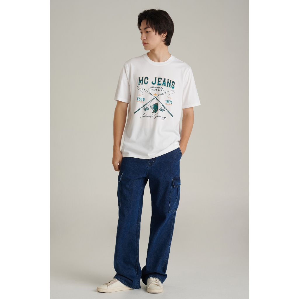Mc jeans เสื้อยืดแขนสั้นผู้ชาย คอกลม สีขาว MTTZ881