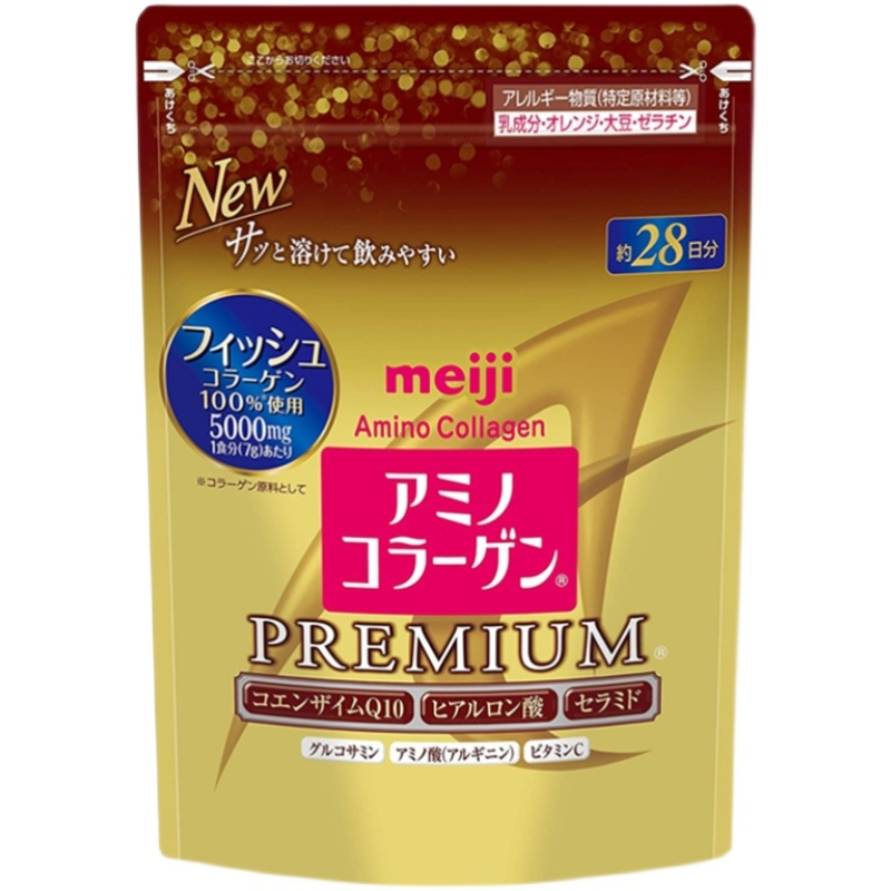 Meiji Amino Collagen Premium 196g/28day เมจิ อะมิโน คอลลาเจน ชนิดผง คอลลาเจนเปปไทด์ บำรุงผิว ลดริ้วร
