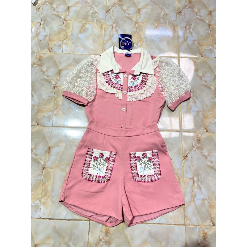 (s,m,l,xl,7xl sale) ชุดเซตกางเกงขาสั้น เสื้อ+กางเกงขาสั้น งานปัก งานป้าย chalita