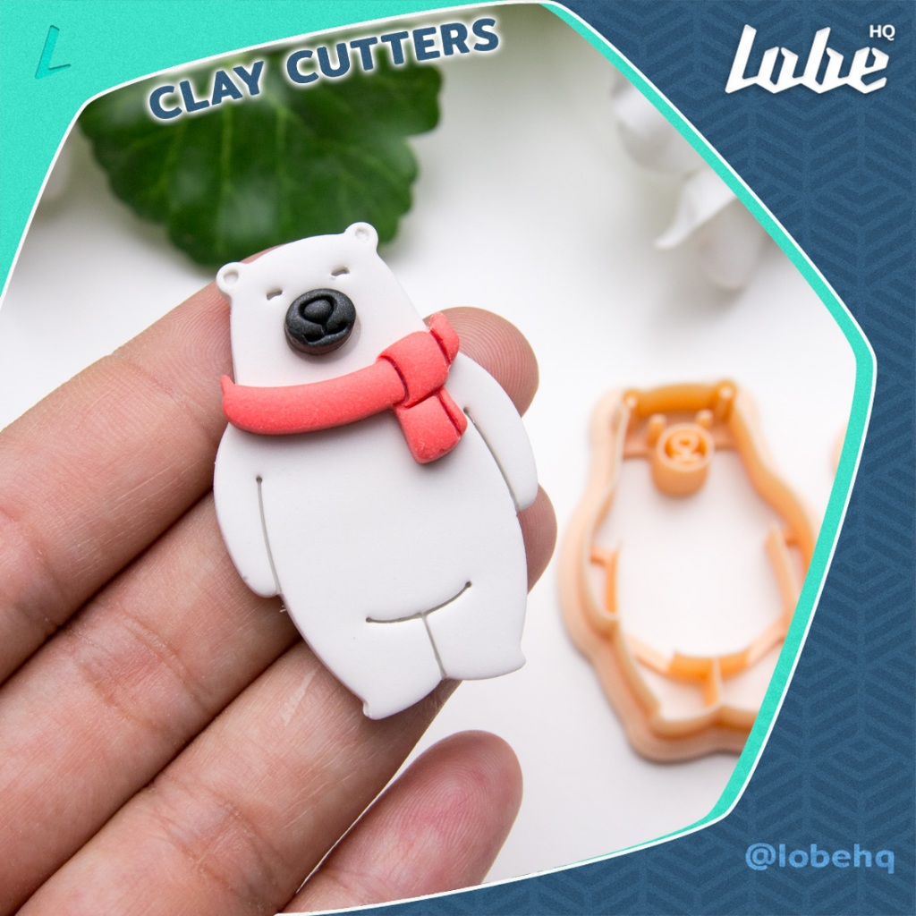 Polar Bear Shape B 3 Piece Polymer Clay cutter/ แม่พิมพ์กดดินรูปทรงหมีขั้วโลก B เซ็ท 3 ชิ้น