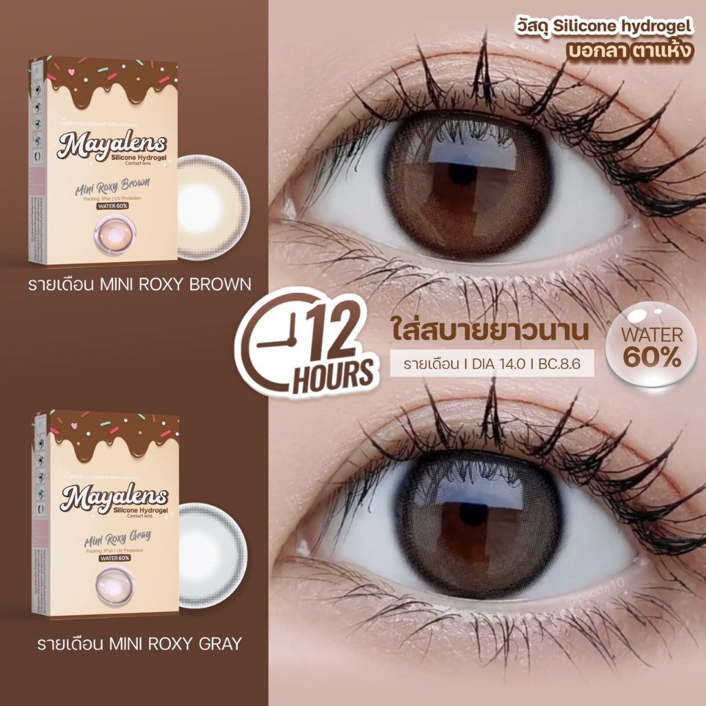 คอนแทคเลนส์ รายเดือน Mini Roxy brown / gray วัสดุ Silicone Hydrogel DIA 14.0 สีธรรมชาติ MAYALENS รูปที่ 8