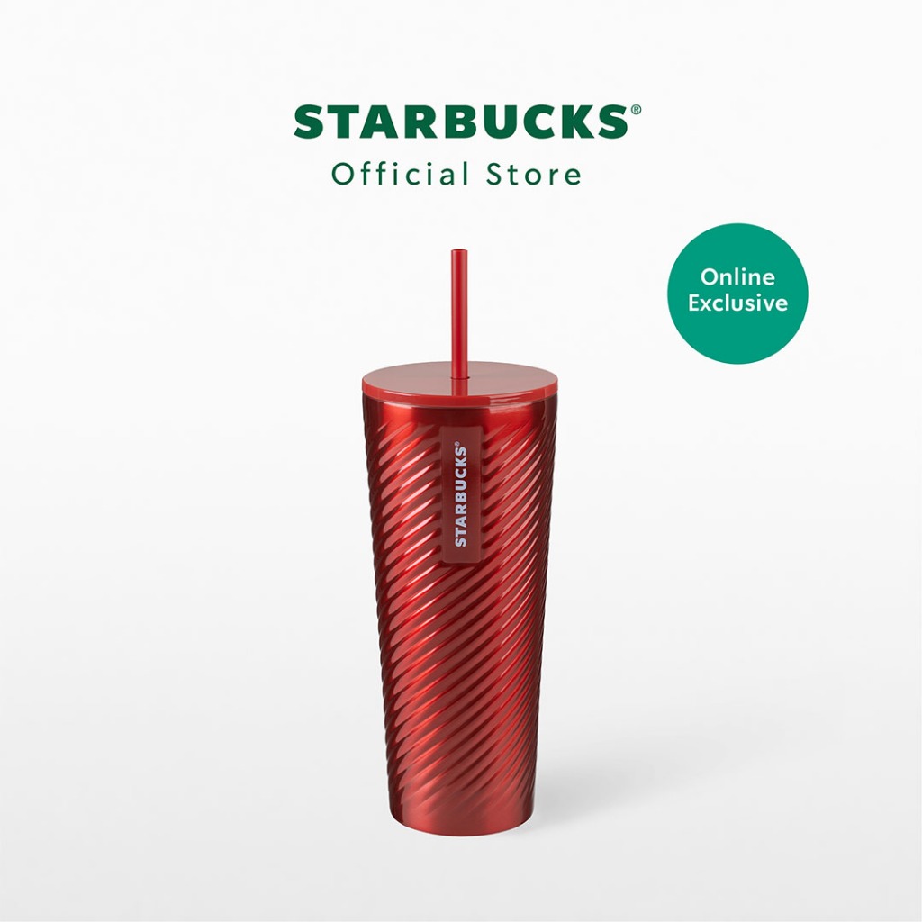 Starbucks Stainless Steel Red Swirl Cold Cup 24oz. ทัมเบลอร์สตาร์บัคส์สแตนเลสสตีล ขนาด 24ออนซ์ A9001653