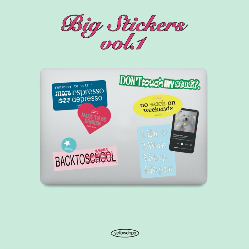 พร้อมส่ง 💻 big stickers สติกเกอร์ชิ้นใหญ่ กันน้ำ ติดคอม/ไอแพด