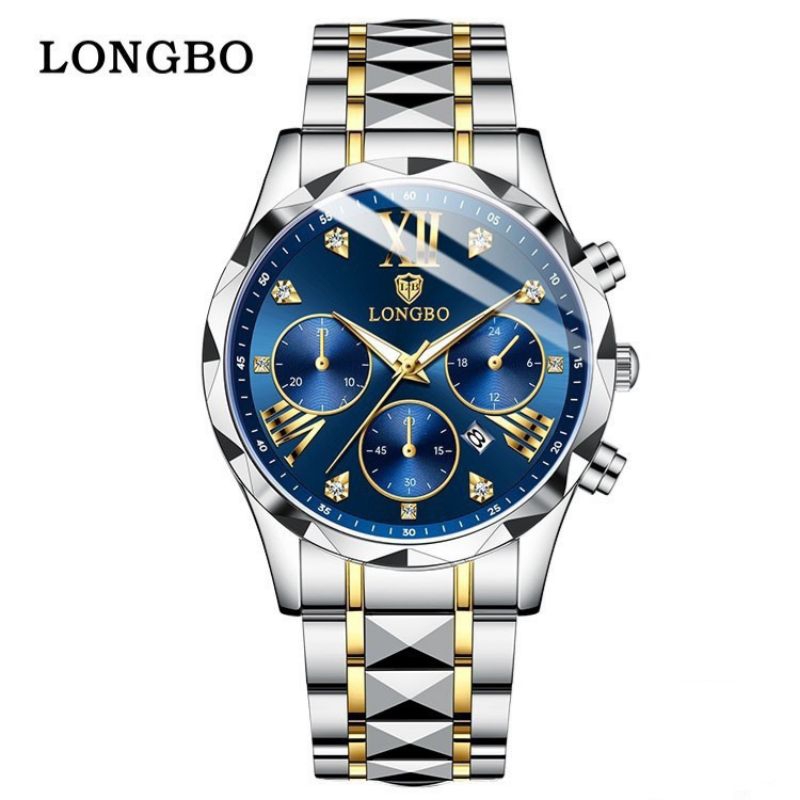 นาฬิกาแบรนด์ LONGBO ลองโบ แบรนด์แท้ 100% สายสแตนเลสสตีล นาฬิกากันน้ำ นาฬิกาควอทซ์  นาฬิกาข้อมือผู้ชายแถมพร้อมกล่องแบรนด์