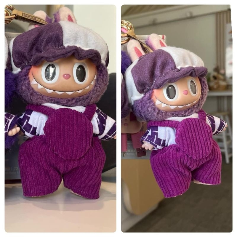 ชุดตุ๊กตา​ Labubu เสื้อ​เอี๊ยม​หมวก