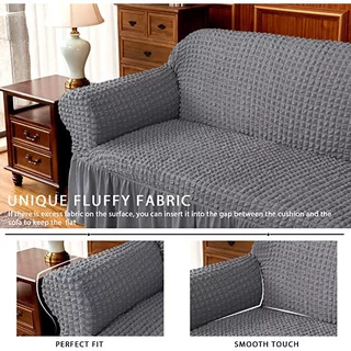 ผ้าคลุมโซฟา 1/2/3/4 ที่นั่ง ปลอกหุ้มโซฟาสไตล์กระโปรง Seersucker Sofa Cover สากล