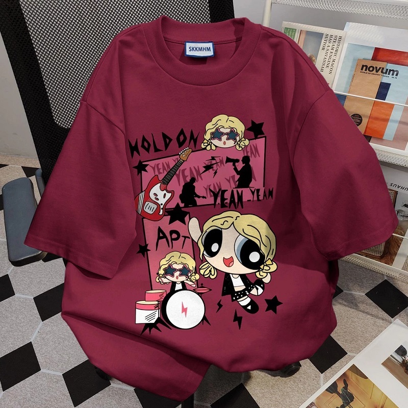 Top.street เสื้อยืด Powerpuff Girls ลายพิมพ์การ์ตูน คอกลม แขนสั้น ทรงหลวม oversize ใส่สบาย แฟชั่น t shirt unisex