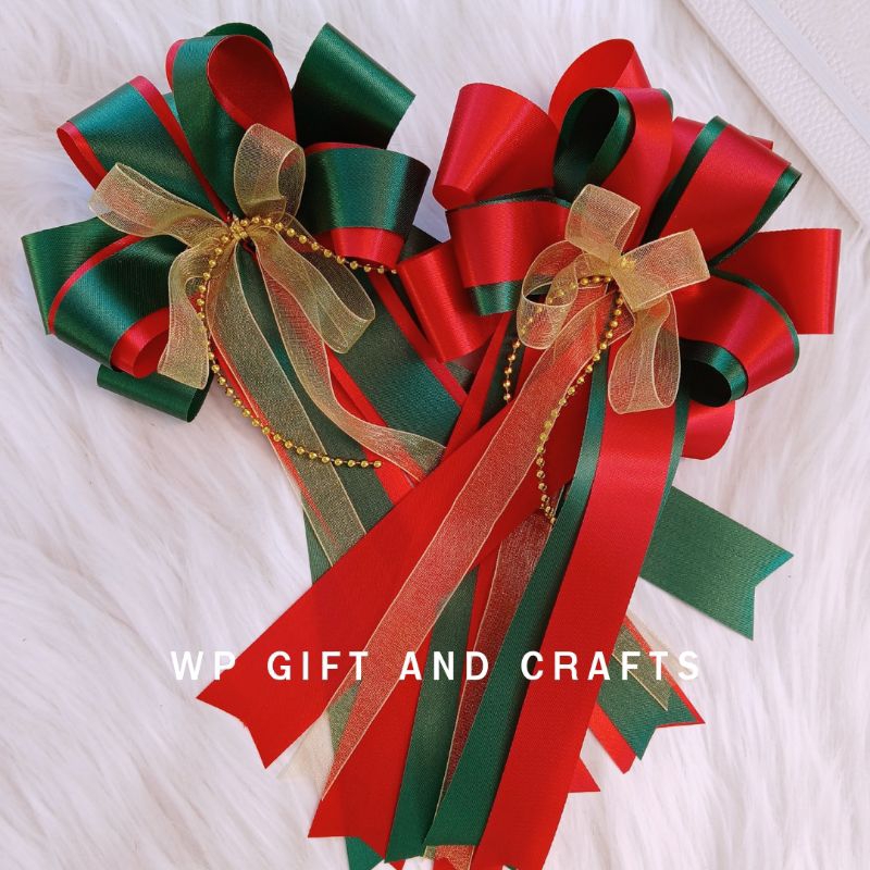 โบว์ ขนาด 5*9 และ6x11นิ้ว ผลิตตามออเดอร์  (โบว์ติดของขวัญ , โบว์ติดสังฆทาน , โบว์ติดกระเช้า , โบว์ติดตะกร้า