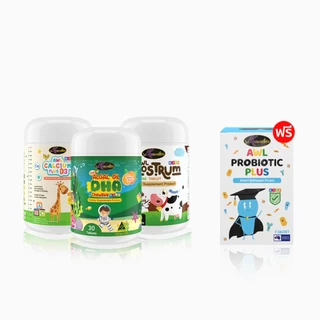 AWL Algal Oil DHA 3 แถม 1 DHA 1 + Calcium 1 + Colostrum 1 แถม Probiotic 1 อาหารเสริม สำหรับเด็ก
