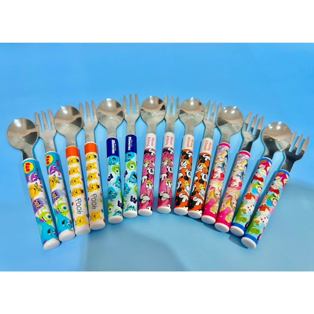 Disney Spoon & Fork Set ชุดช้อน-ส้อมสำหรับเด็ก ลายตัวละครจากดีสนีย์ ลิขสิทธิ์แท้จากญี่ปุ่น สินค้าพร้อมส่งจากไทย