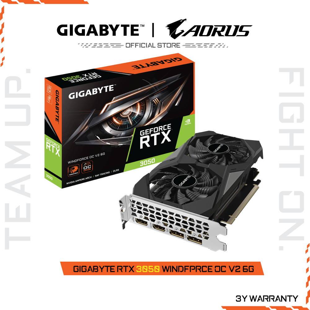 GIGABYTE GeForce RTX 3050 WINDFORCE OC V2 6G (VGA Card) GV-N3050WF2OCV2-6GD-1.0
