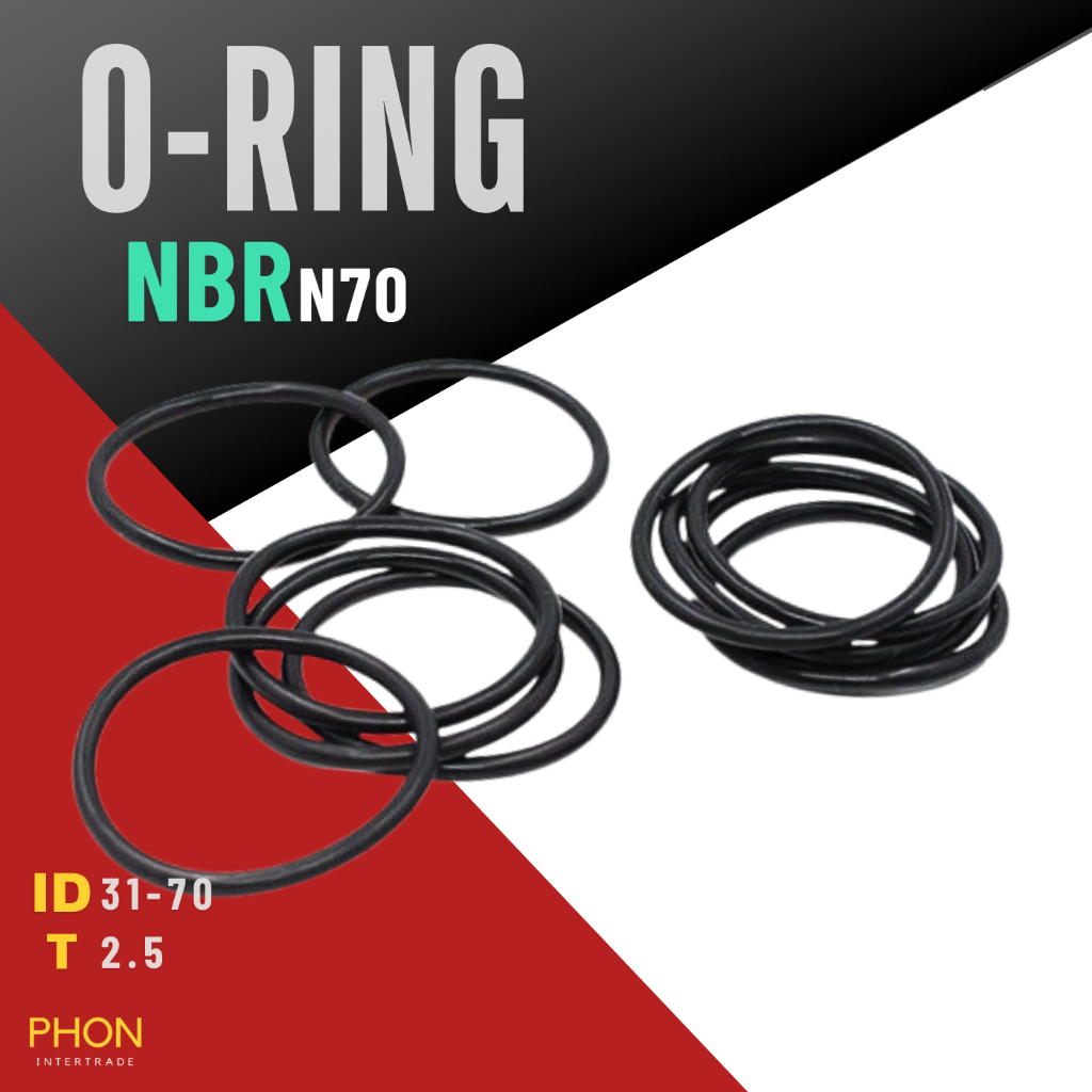 โอริง O-Ring วงใน ID 31 - 70 mm ความหนา 2.5 มิล ยางโอริง NBR 70 เลือกขนาดได้ ยี่ห้อ GAPI นำเข้าจากอิตาลี ของแท้ 100%