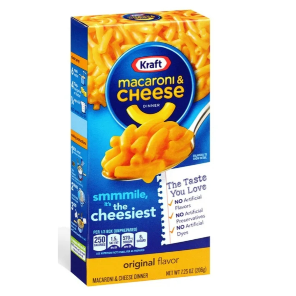 คราฟท์มักกะโรนีแอนด์ชีสออริจินัล  - Kraft Original Macaroni and Cheese Dinner, 7.25 oz Box / 206g