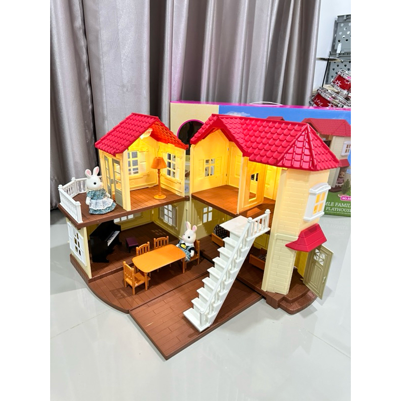 🔥พร้อมส่งในไทย🔥 บ้านตุ๊กตากระต่าย บ้านกระต่ายของเล่น Playhouse มาพร้อมเฟอร์นิเจอร์และกระต่าย ของเล่นเด็ก โมเดลของเล่น รูปที่ 3