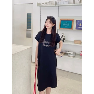 Yolanda ชุดเดรสยาว แขนสั้น ผู้หญิง เดรสสีพื้น ขนาดฟรีไซส์ สาวอวบใส่ได้ ใส่คลุมท้องได้ HJ3529