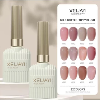 "พร้อมส่ง" ชุด 12 สีเจลไซรัป สีนุ้ดชมพูแบน Xeijayi ขนาด 15ml