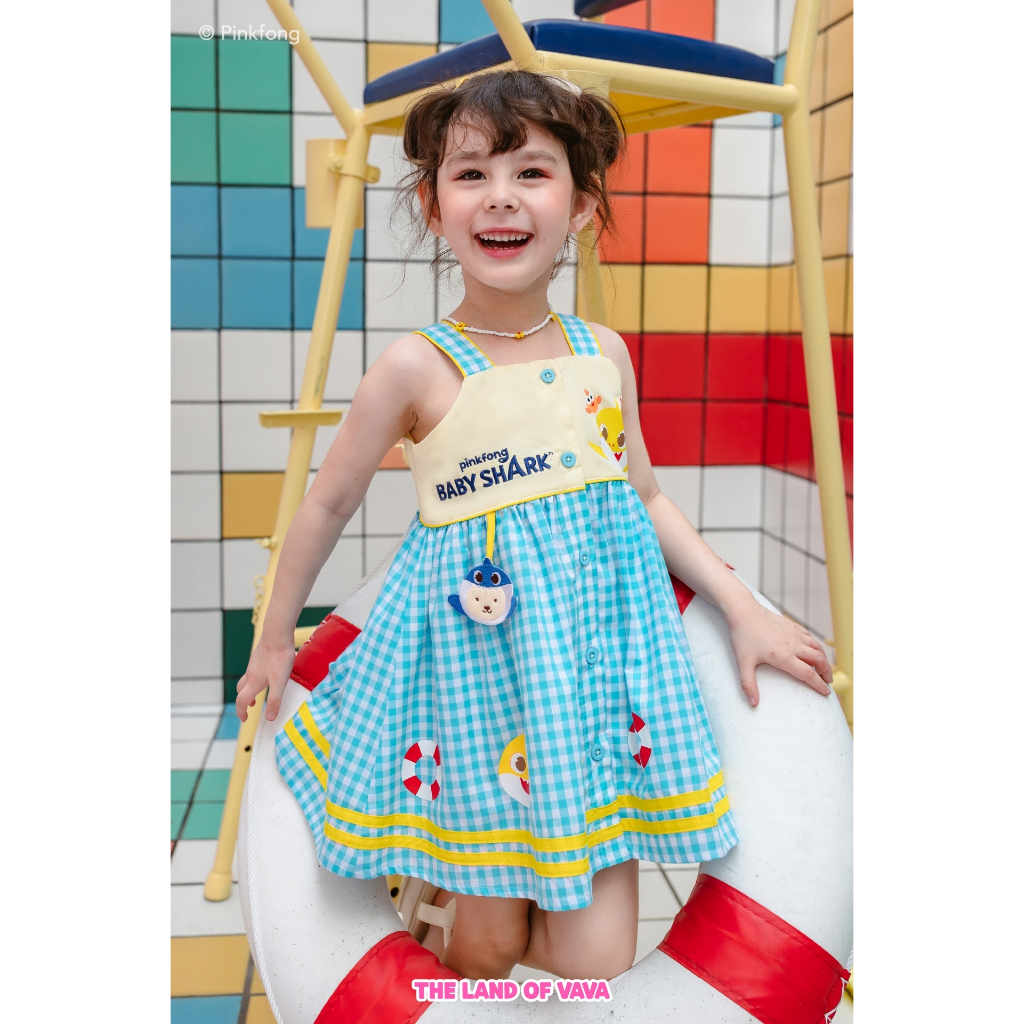 Thelandofvava VNXZ0123 เดรสเด็กหญิง BABY SHARK ลิขสิทธิ์แท้จาก vava