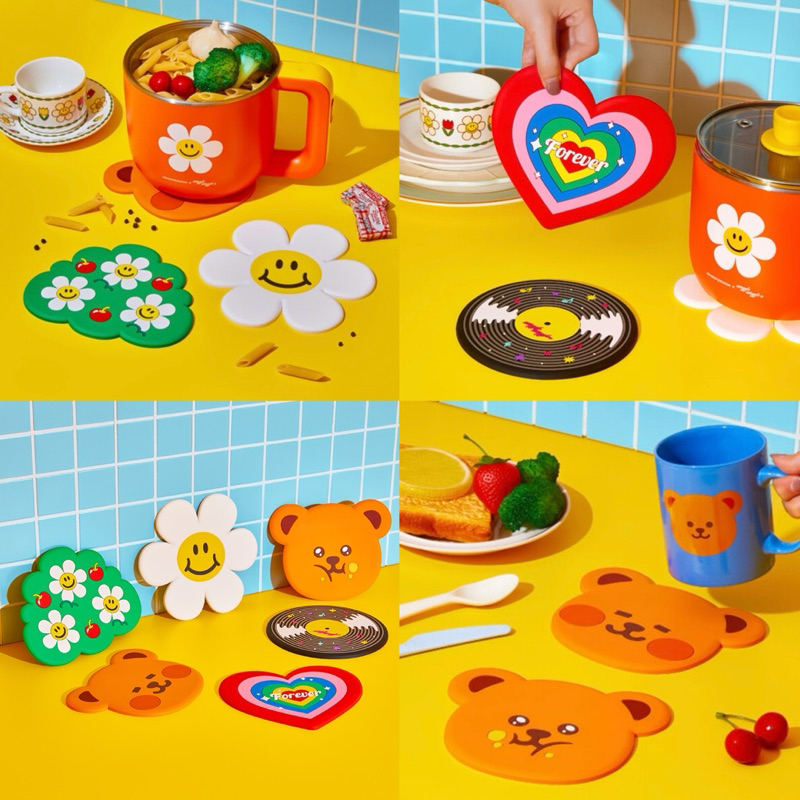 พร้อมส่ง🌈Wiggle Wiggle ของแท้ 💯 แผ่นรอง Trivet 2P Set ที่รองแก้ว แผ่นรองหม้อ Coaster แผ่นรองแก้ว 28006