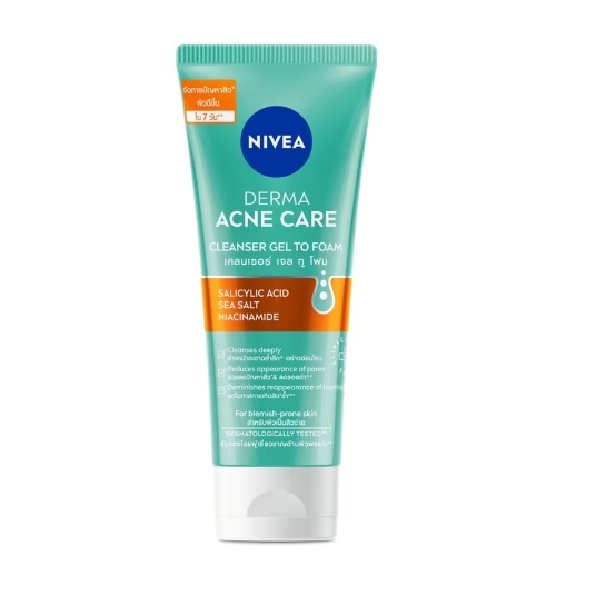 [ของแท้/ส่งไว] Nivea นีเวีย เดอร์ม่า แอคเน่ แคร์ เคลนเซอร์ เจล ทู โฟม 90 มล. exp.08/2027