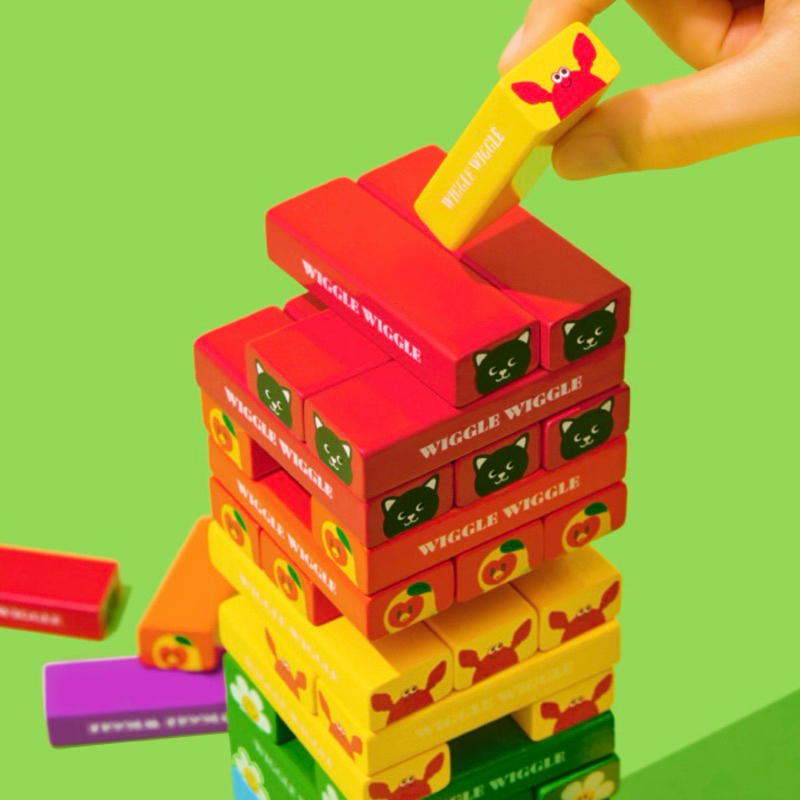 พร้อมส่ง🌈Wiggle Wiggle ของแท้ 💯 บล็อกตัวต่อ Wood Block Set ของเล่น เกมส์ไม้จังก้า บล็อกไม้ เกมส์ไม้ตึกถล่ม 87009