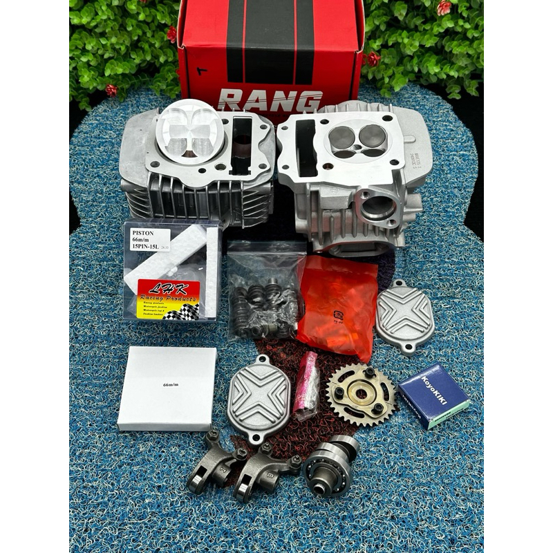 ชุดเสื้อฝา125ลูก66/4วาวปลอกยาวใส่ได้ถึงชัก7มิลลูกLHKสลัก15มิลวาล์ว22-25ฝาสูบRANGใส่125คาร์บูและ125iร